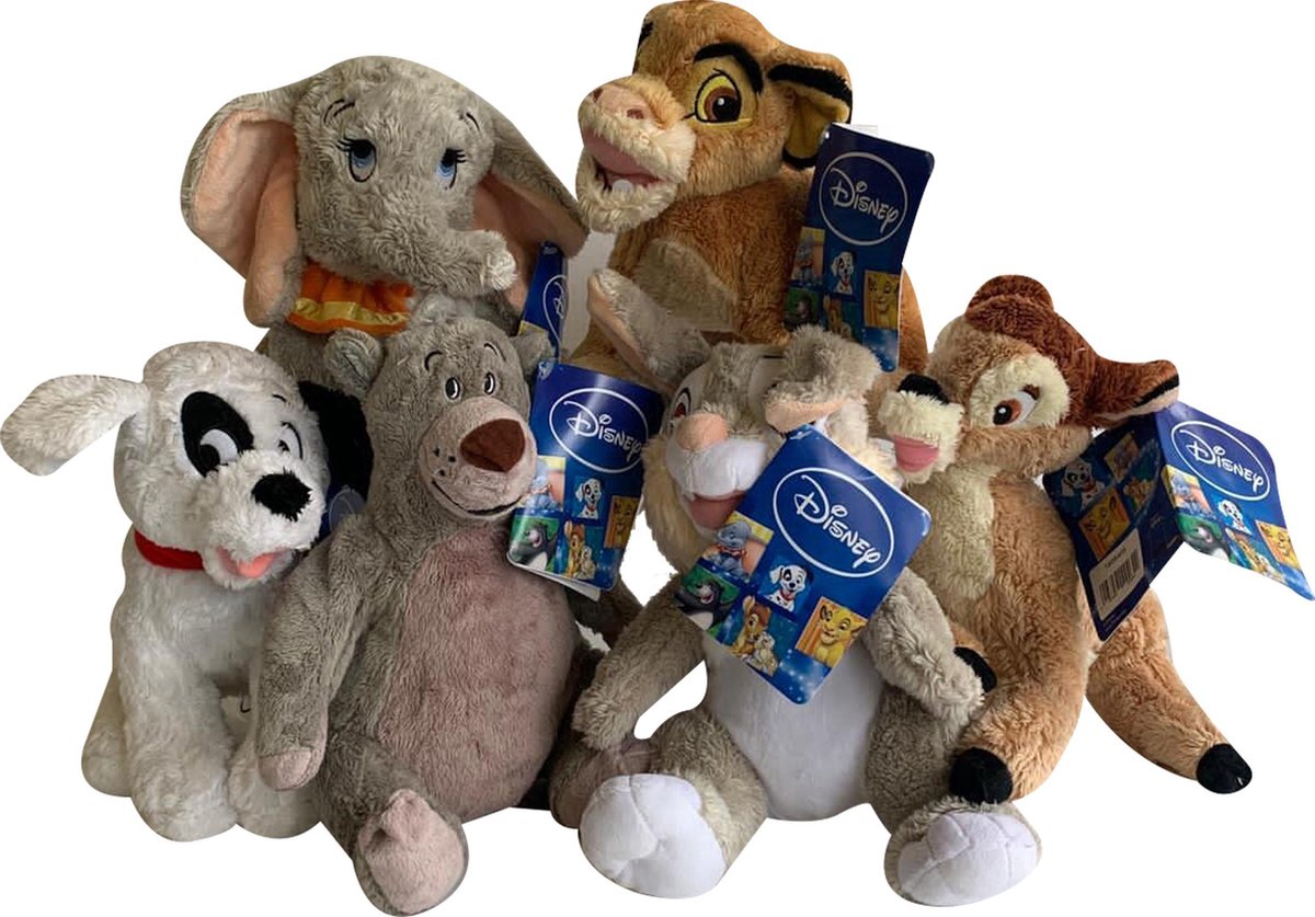 Disney Classic Knuffel Set | Baloe |Dumbo | Simba |101 Dalmatiers |Bambi | Stamperjet  | Disney Animal Friends | Speelgoed voor kinderen ||Disney origineel|